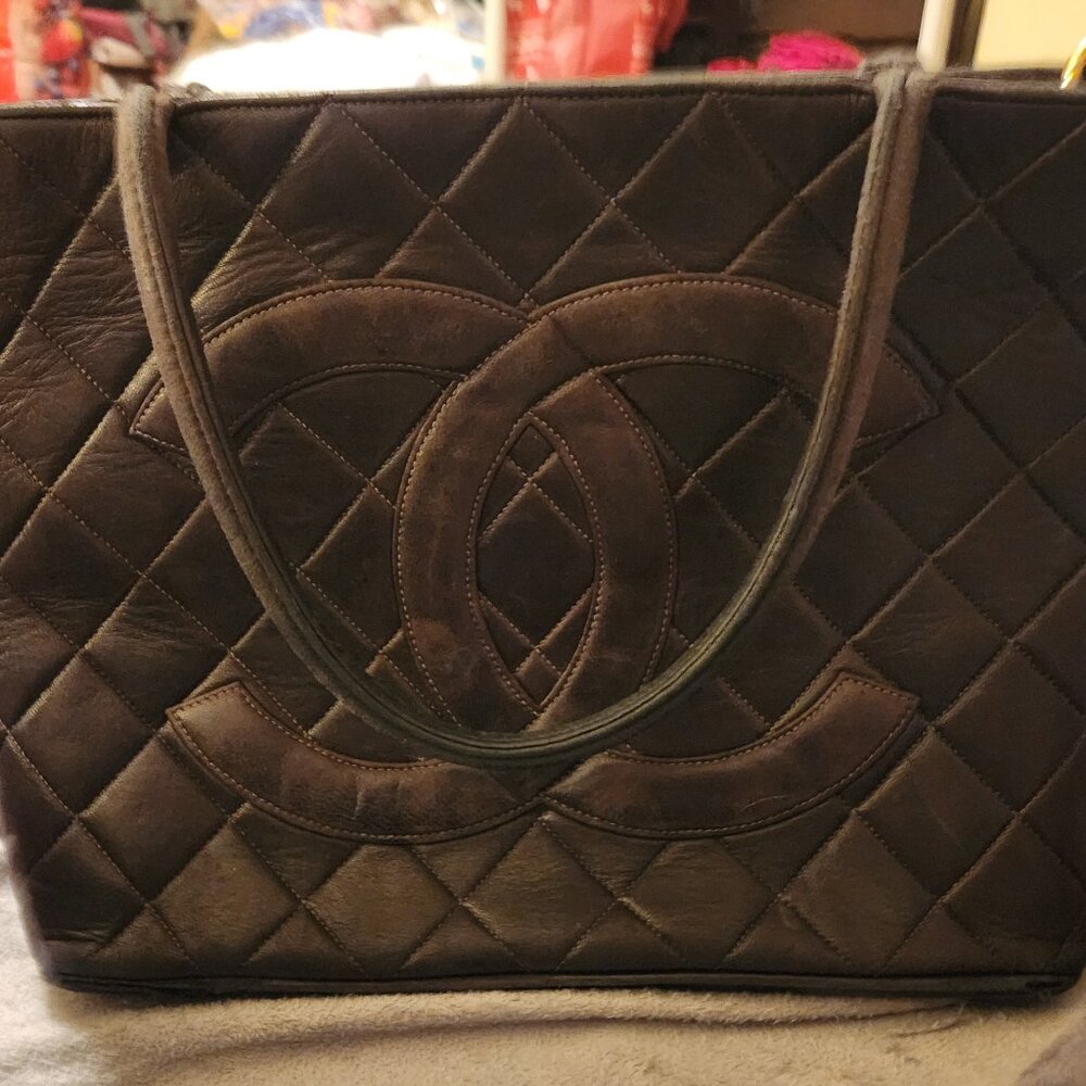 Chanel Caviar Medallion Tote Brown